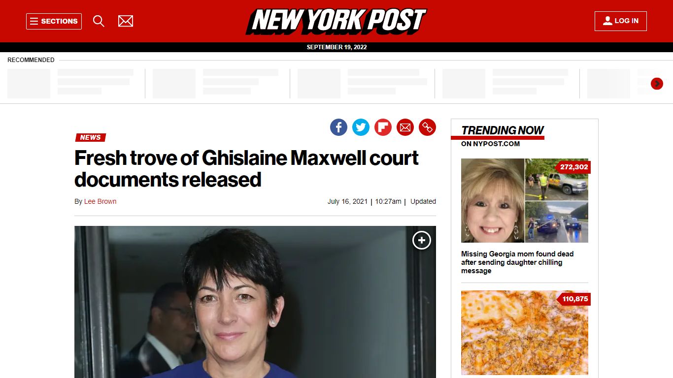 Dozens of Ghislaine Maxwell court documents released - New York Post